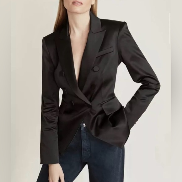 Veronica Beard Satin Dickey Blazer Black Size 4 - Picture 1 of 12
